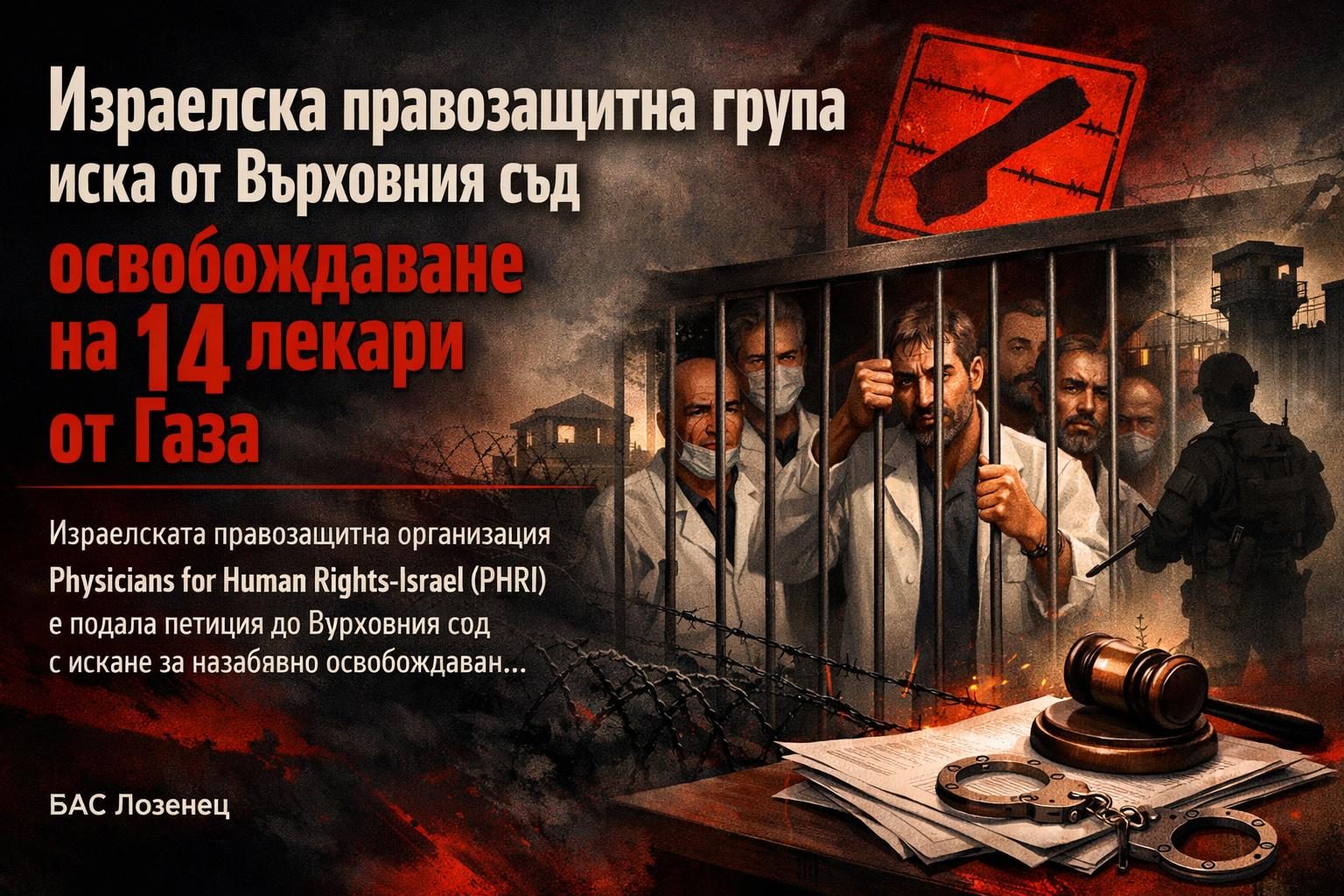 Израелска правозащитна група иска от Върховния съд освобождаване на 14 лекари от Газа