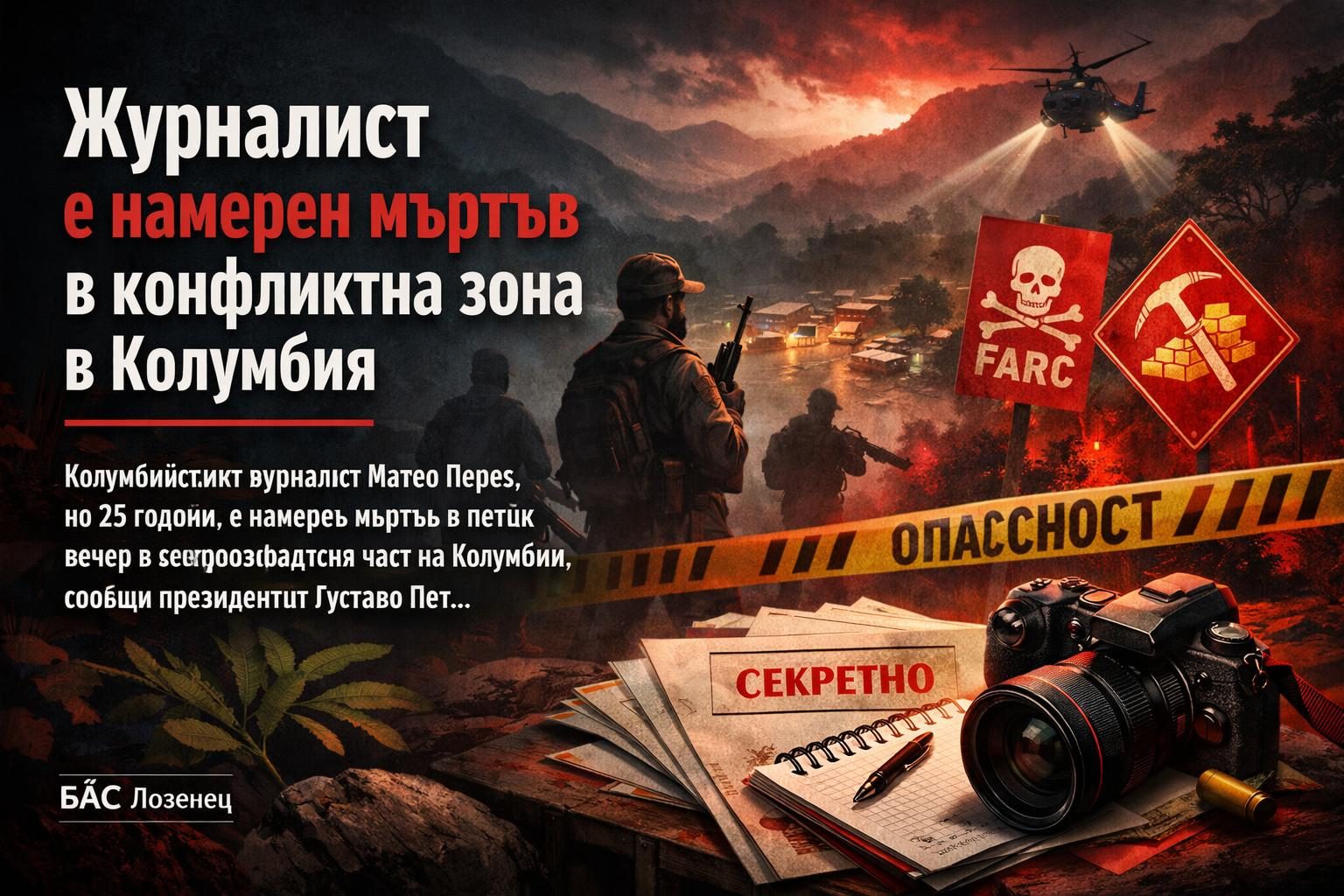 Журналист е намерен мъртъв в конфликтна зона в Колумбия