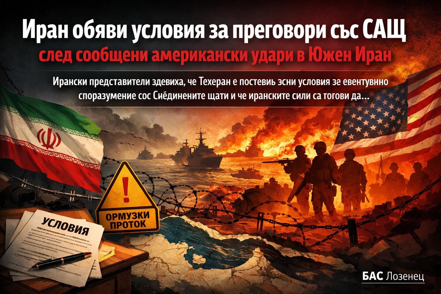 Иран обяви условия за преговори със САЩ след съобщени американски удари в Южeн Иран