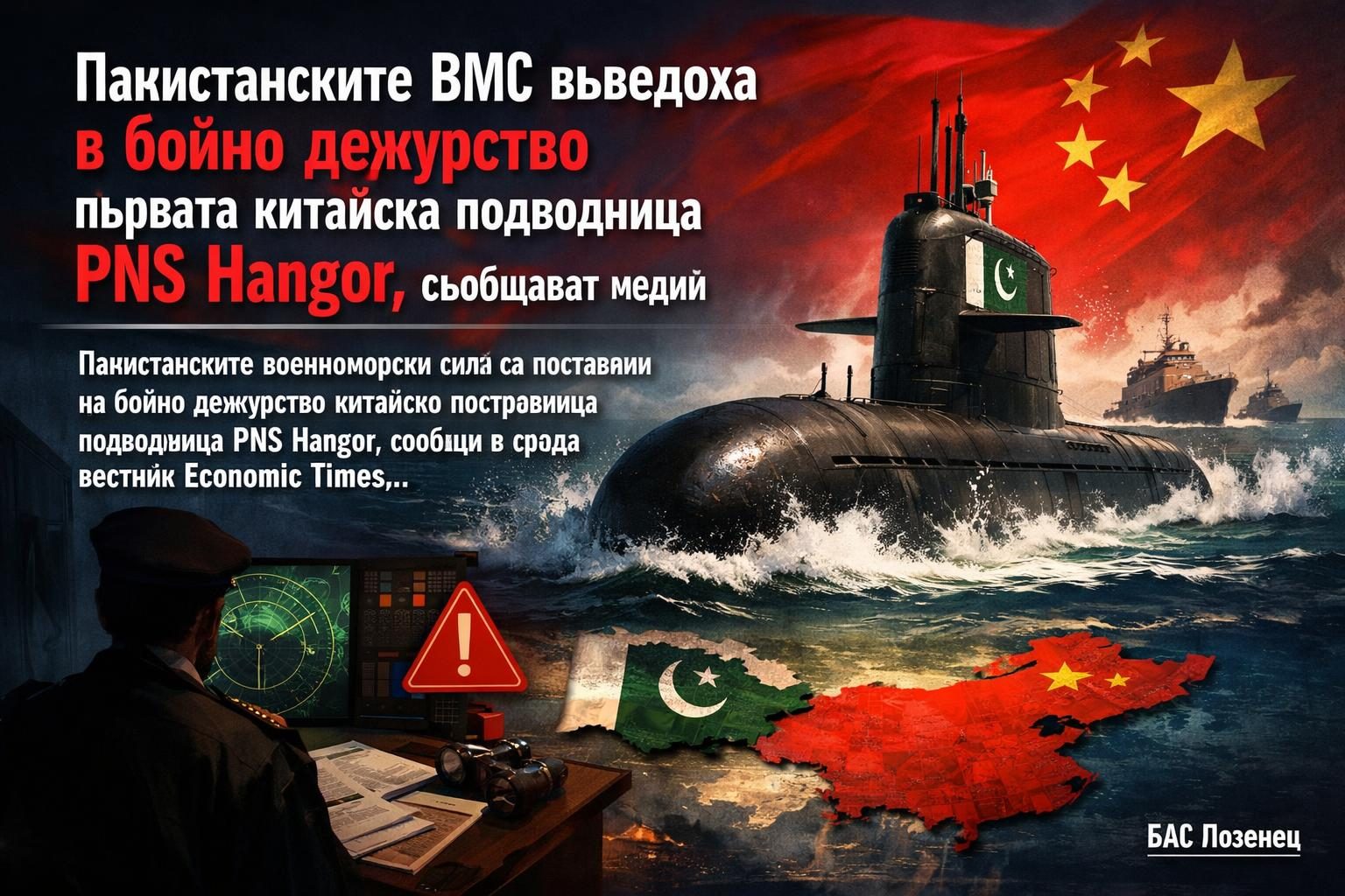 Пакистанските ВМС въведоха в бойно дежурство първата китайска подводница PNS Hangor, съобщават медии