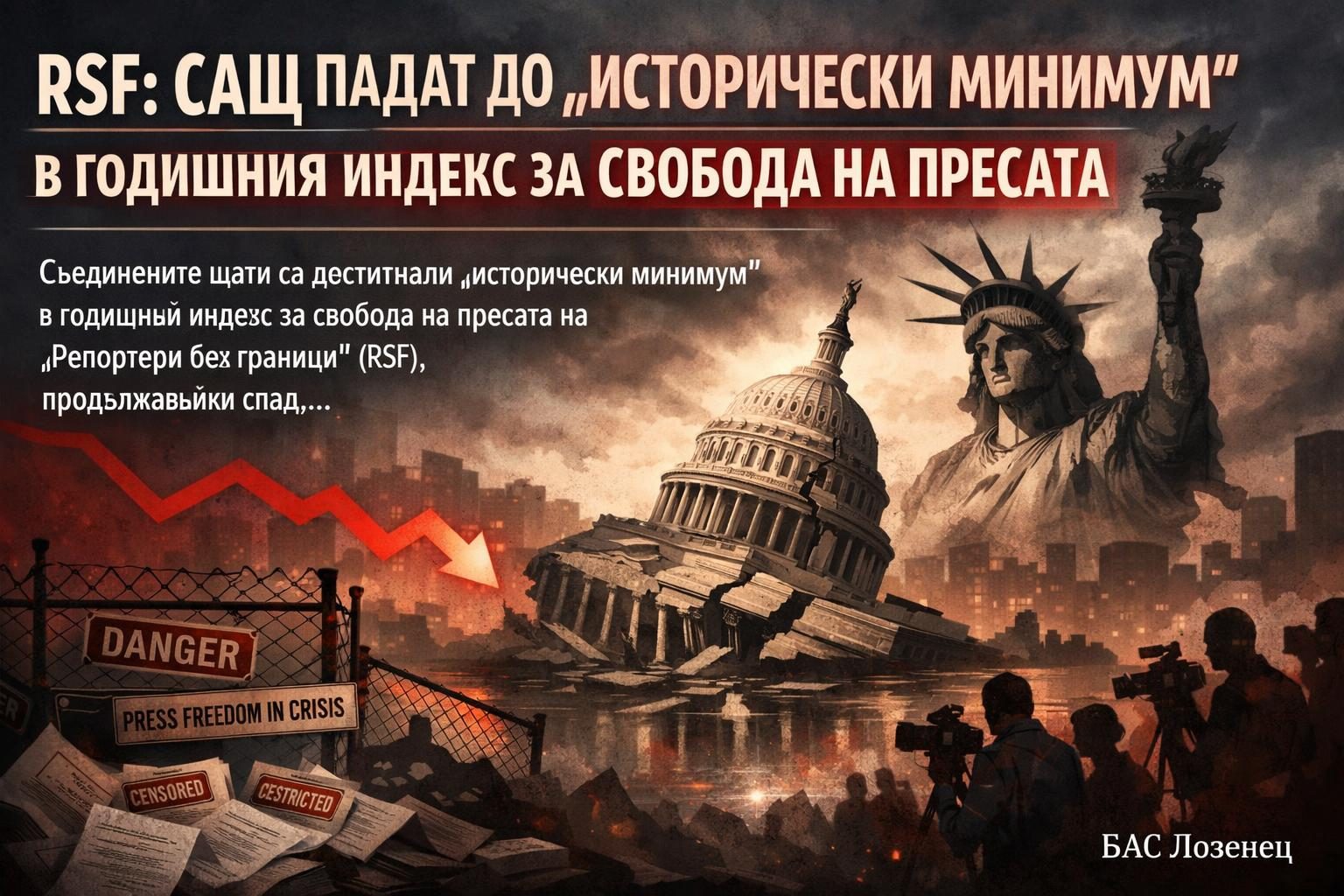 RSF: САЩ падат до „исторически минимум“ в годишния индекс за свобода на пресата