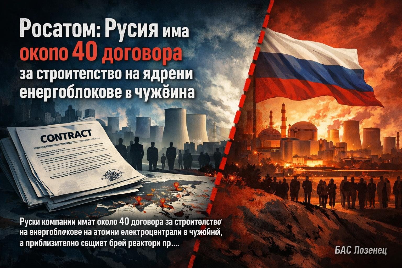 Росатом: Русия има около 40 договора за строителство на ядрени енергоблокове в чужбина